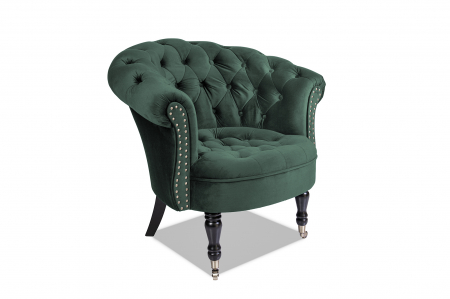 Fotolii - Fotoliu Filip chesterfield, verde, spuma/catifea/lemn, 87x78x83 cm