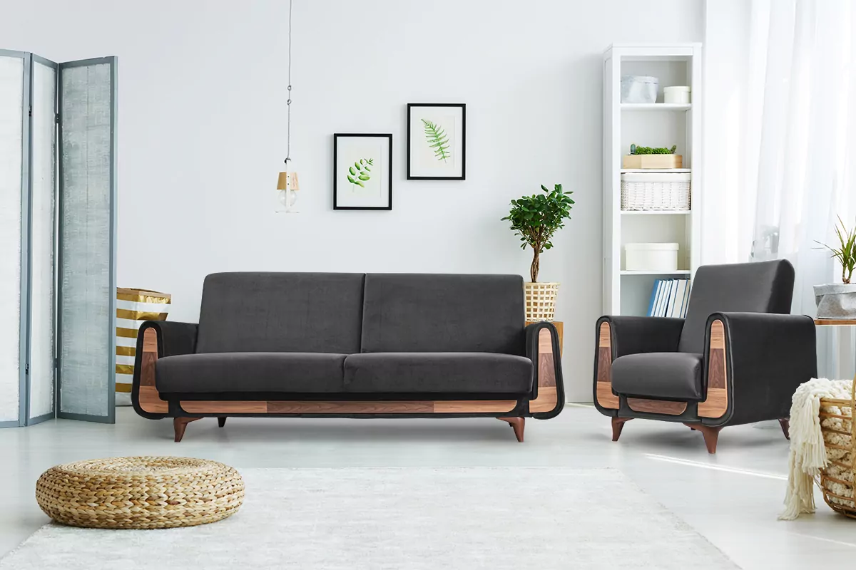 Fotoliu GUSTAVO, Lemn/Stofa, Antracit, 83x95x81 cm [7]