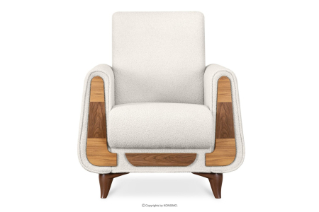 Fotoliu GUSTAVO, Lemn/Stofa, Alb bouclé, 83x95x92 cm [2]