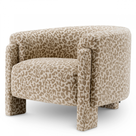 LIVING - Fotoliu, Hazelwood harley leopard bej, Dims: W. 90 | D. 92 | H. 75 | SD. 61 | SW. 50 | SH. 48 | AH. 70  (CM)