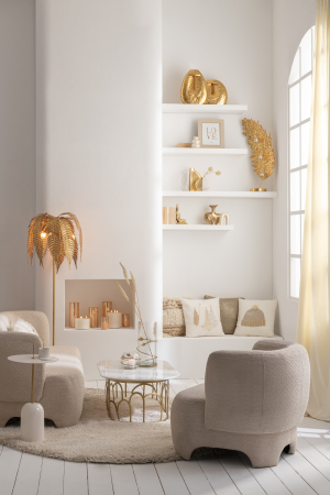 SALE % - Fotoliu, Knit, Textil/Lemn Alb