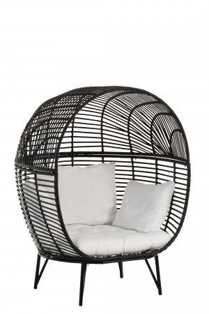 Fotolii - Fotoliu Oval, Metal, Negru, 115x110x148 cm