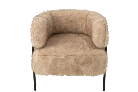 Fotoliu, picioare metalice, lemn, taupe [2]