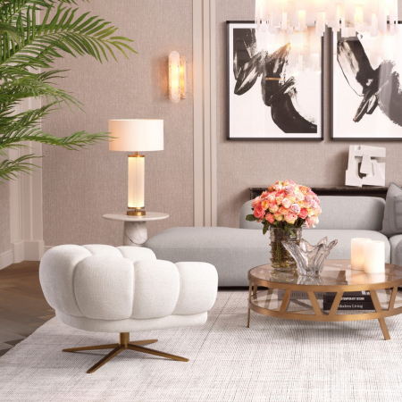Fotoliu pivotant Sunset Lyssa off-white, Dims: L. 86 | W. 93 | H. 65 | SD. 57 | SH. 45 | AH. 57  (CM) [1]