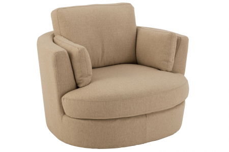 SALE % - Fotoliu Swivel, Lemn/Textil, Bej, 98x107x88 cm