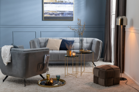 Fotoliu, Textil/Lemn, Gri, 90x82x75.5 cm [9]