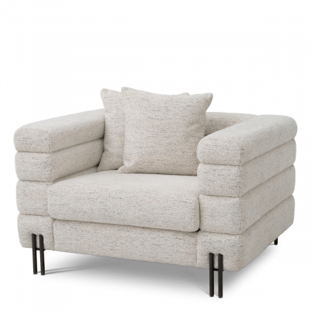 LIVING - Fotoliu, York scoici, finisaj bronz off-white