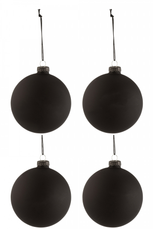 Globuri de Craciun - Set 4 globulete, Sticla, Negru, 10x10x10cm