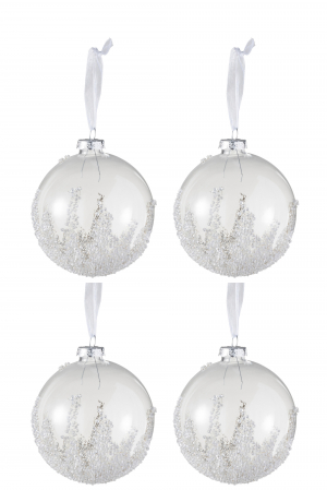 Globuri de Craciun - Set 4 globulete, Sticla, Transparent, 22.5x22.5x11cm