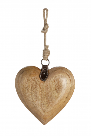 Clopotei de vant si ghirlande - Ghirlanda Heart, lemn, maro, 20x20x7 cm