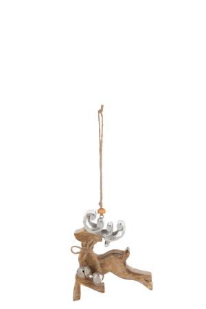 Globuri de Craciun - Ghirlanda Ren, Lemn, Natural, 10x1x12 cm