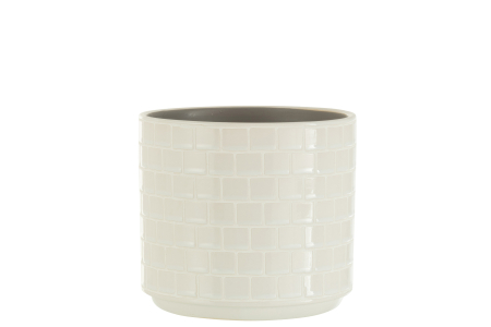 Vaze - Ghiveci, Ceramica, Alb, 17x17x15