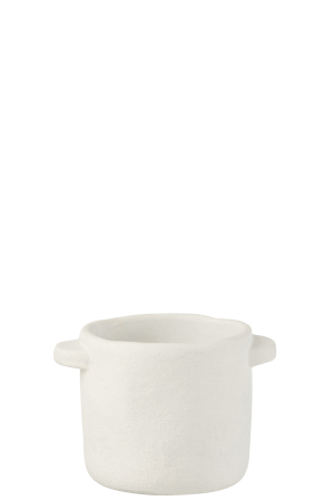 Ghivece si suporturi de flori - Ghiveci, Ceramica, Alb, 18.5x14x12