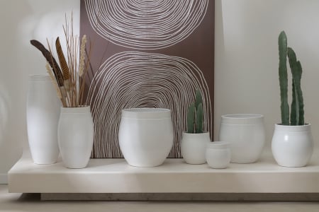 Vaze - Ghiveci, Ceramica, Alb , 29x29x29