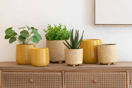 SALE % - Ghiveci, Ceramica, Galben, 14x14x14