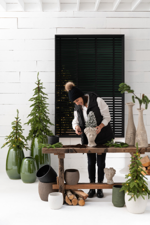 Ghivece si suporturi de flori - Ghiveci, Ceramica, Maro, 20x20x18