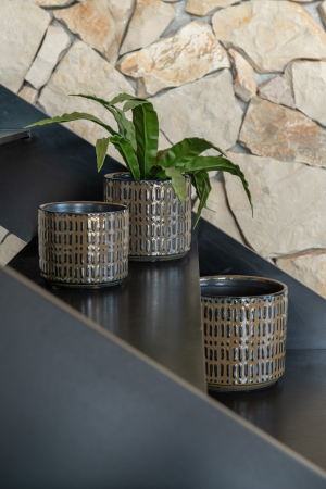 Ghivece si suporturi de flori - Ghiveci, Ceramica, Negru, 13.5x13.5x12.5