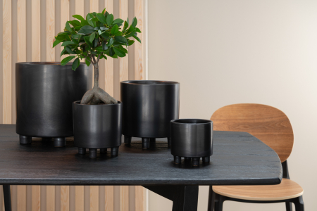 IN STOC - Ghiveci, Ceramica, Negru, 20.5x20.5x21