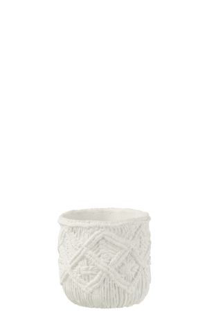 Ghivece si suporturi de flori - Ghiveci, Ciment, Alb, 15.5x15.5x14