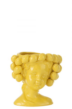 SALE % - Ghiveci de flori, Fata, Lămâie, ceramica, Galben, L 19.2| W 16.5| H 20 cm