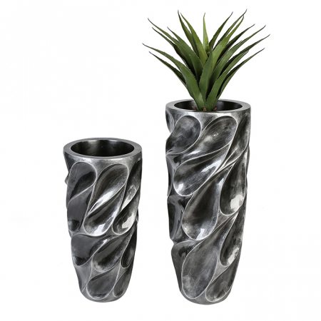 SALE % - Ghiveci Drop, fibra de sticla, argintiu, 70x33 cm