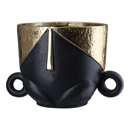 Ghiveci, Față, Motiv față, Ceramică, negru, PU 2, L. 20 cm, L. 17 cm, H 17 cm VAZE SI GHIVECE - Ghiveci, Față, Motiv față, Ceramică, negru, PU 2, L. 20 cm, L. 17 cm, H 17 cm