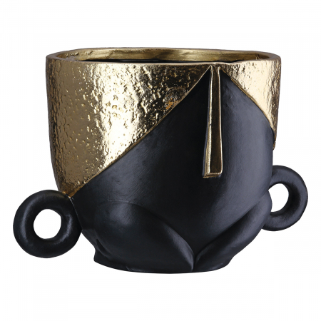 Ghiveci, Față, Motiv față, Ceramică, negru, PU 2, L. 20 cm, L. 17 cm, H 17 cm [1]