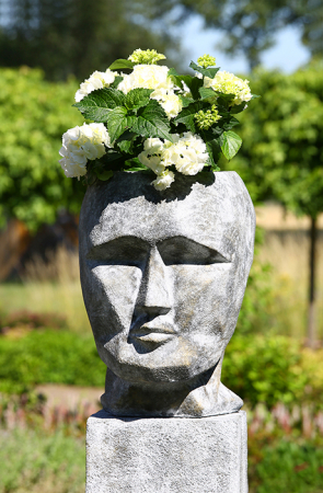 Ghivece si suporturi de flori pentru exterior - Ghiveci Head, compozit, gri, 31x45x40 cm