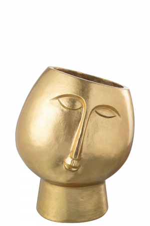 VAZE SI GHIVECE - Ghiveci, HEAD, rotund modern, Rășină, Auriu, L 22| W 21| H 28 cm