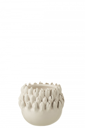 IN STOC - Ghiveci Ibiza, Ceramica, Alb, 13.5x13.5x12.5 cm