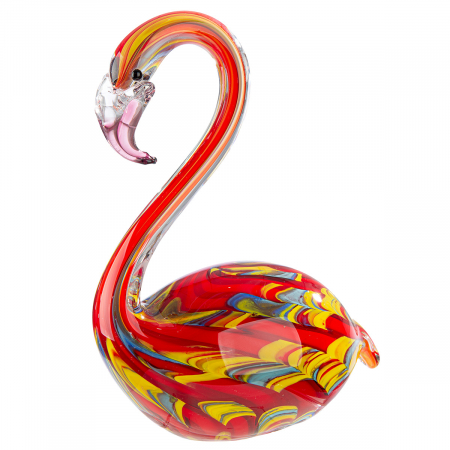 Arta sticlei - Glasart, Figurină, Pasăre, Flamingo, Sticlă, multicolor, PU 1, L. 7,5 cm, L. 14 cm, H. 17 cm