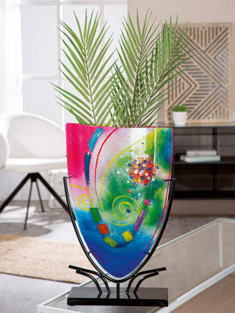 Glasart, Vaza, ovala, Cool, Sticla, albastru, roz, PU 1, L. 10,5 cm, L. 30 cm, H. 49 cm [2]