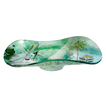 SALE % - Glass Art, Bol, rotund, "Wild Flowers", Sticla, multicolora, H. 10 cm, D. 47 cm