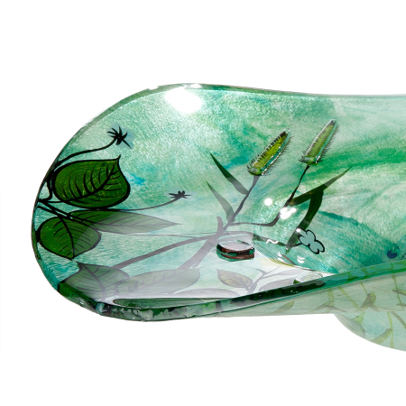 Glass Art, Bol, rotund, "Wild Flowers", Sticla, multicolora, H. 10 cm, D. 47 cm [1]