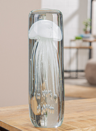 Mare si soare - Glass Art, Obiect decorativ, Qualle, Sticlă, transparent, alb, PU 1, H 30 cm, D 9 cm