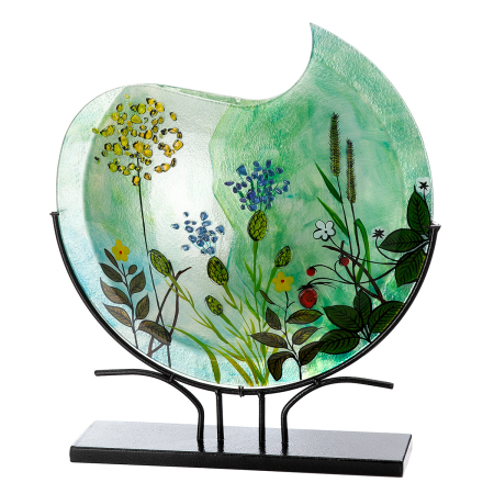 SALE % - Glass Art, Vaza de podea, rotunda, "Wild Flowers", Sticla, multicolora, L. 10.5 cm, l. 50 cm, H. 48 cm