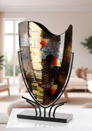 Glass Art, Vază, dreptunghiulară, Sticlă, neagră, PU 1, L. 11 cm, L. 29 cm, H 48 cm [3]