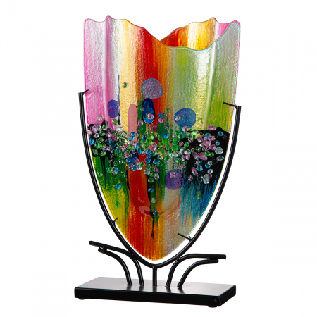 Glass Art, Vază, ovală, Sticlă, albastru, roz, PU 1, L. 11 cm, L. 30 cm, H 49 cm VAZE SI GHIVECE - Glass Art, Vază, ovală, Sticlă, albastru, roz, PU 1, L. 11 cm, L. 30 cm, H 49 cm