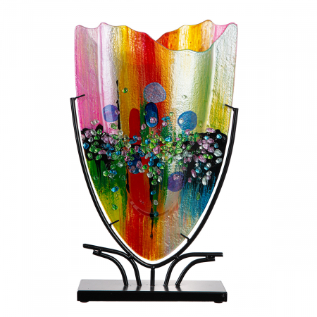 Glass Art, Vază, ovală, Sticlă, albastru, roz, PU 1, L. 11 cm, L. 30 cm, H 49 cm [1]