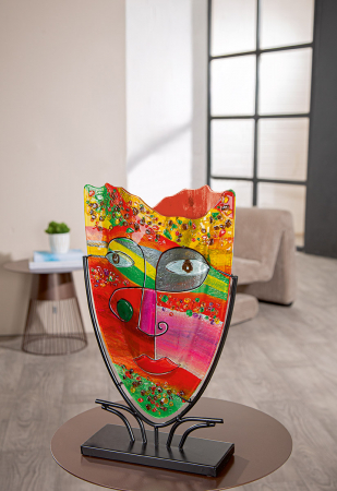 Glass Art, Vază, ovală, Sticlă, roz, PU 1, L. 11 cm, L. 30 cm, H 49 cm [4]
