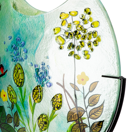 Glass Art, Vaza, rotunda, "Wild Flowers", Sticla, multicolora, L. 9.5 cm, l. 33 cm, H. 39 cm [2]