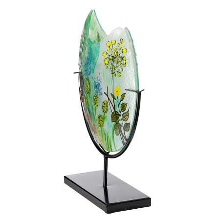 Glass Art, Vaza, rotunda, "Wild Flowers", Sticla, multicolora, L. 9.5 cm, l. 33 cm, H. 39 cm [1]