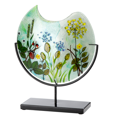 SALE % - Glass Art, Vaza, rotunda, "Wild Flowers", Sticla, multicolora, L. 9.5 cm, l. 33 cm, H. 39 cm