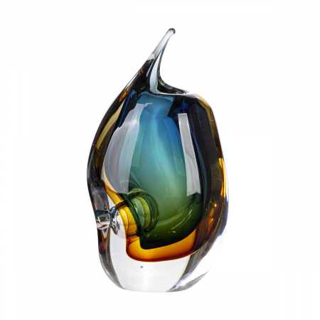 Arta sticlei - Glass Art, Vază, Sticlă, albastru, maro, verde, transparent, PU 1, L. 9 cm, L. 13 cm, H 24 cm