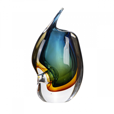 Glass Art, Vază, Sticlă, albastru, maro, verde, transparent, PU 1, L. 9 cm, L. 13 cm, H 24 cm [1]