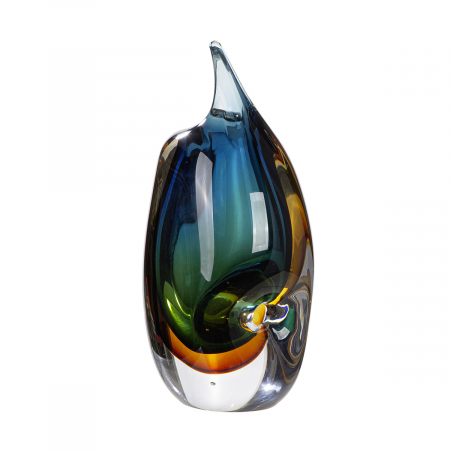 Glass Art, Vază, Sticlă, albastru, maro, verde, transparent, PU 1, L. 9 cm, L. 13 cm, H 24 cm [2]