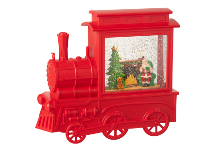 SALE % - Glob cu apa, Locomotiva Craciun, plastic, rosu
