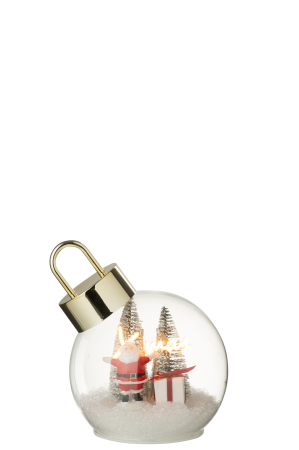 Glob de Craciun cu LED-uri, Mos Craciun, sticla, alb/rosu, S [2]
