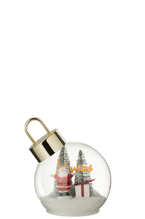 Glob de Craciun cu LED-uri, Mos Craciun, sticla, alb/rosu, S [1]