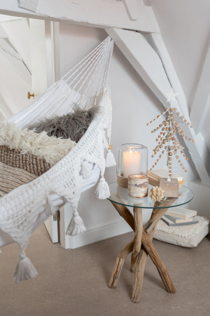 Hamac Tassel, Bumbac/Lana/Poliester, Alb, 220x130x6 cm [3]